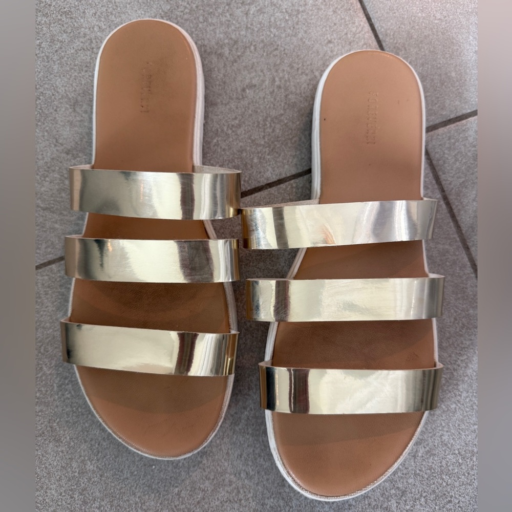 Forever 21 Gold Sandals with Modern Straps